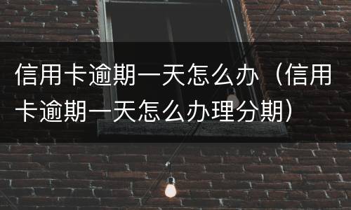 信用卡逾期一天怎么办（信用卡逾期一天怎么办理分期）