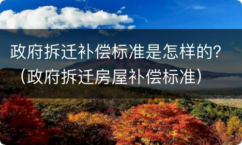 政府拆迁补偿标准是怎样的？（政府拆迁房屋补偿标准）