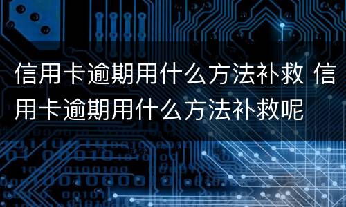 信用卡逾期用什么方法补救 信用卡逾期用什么方法补救呢