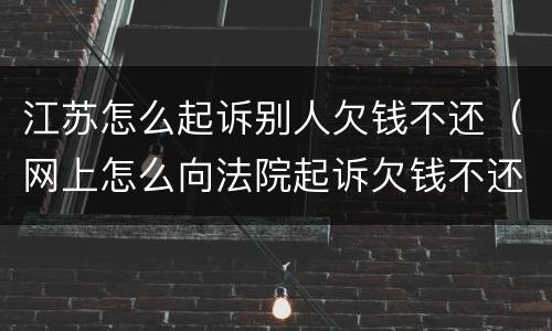 江苏怎么起诉别人欠钱不还（网上怎么向法院起诉欠钱不还的人）