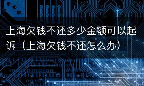 上海欠钱不还多少金额可以起诉（上海欠钱不还怎么办）