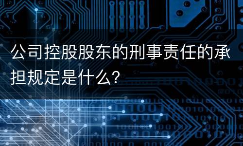 公司控股股东的刑事责任的承担规定是什么？