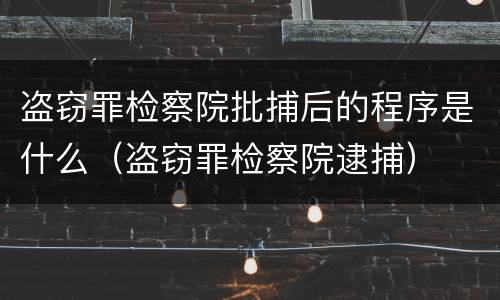 盗窃罪检察院批捕后的程序是什么（盗窃罪检察院逮捕）