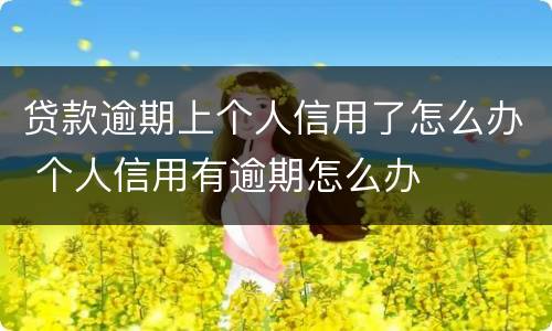 贷款逾期上个人信用了怎么办 个人信用有逾期怎么办