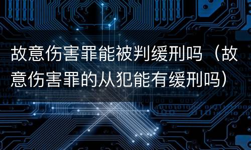故意伤害罪能被判缓刑吗（故意伤害罪的从犯能有缓刑吗）