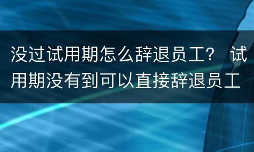 没过试用期怎么辞退员工？ 试用期没有到可以直接辞退员工吗