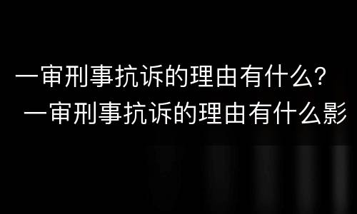 一审刑事抗诉的理由有什么？ 一审刑事抗诉的理由有什么影响