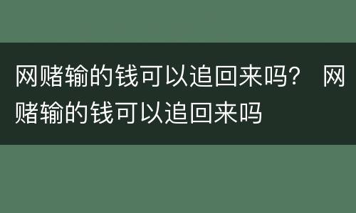 网赌输的钱可以追回来吗？ 网赌输的钱可以追回来吗