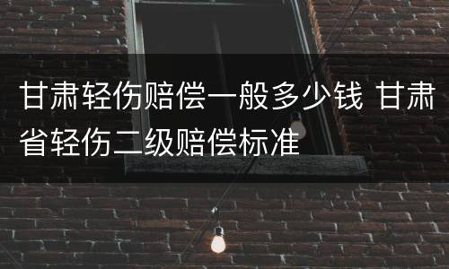 甘肃轻伤赔偿一般多少钱 甘肃省轻伤二级赔偿标准