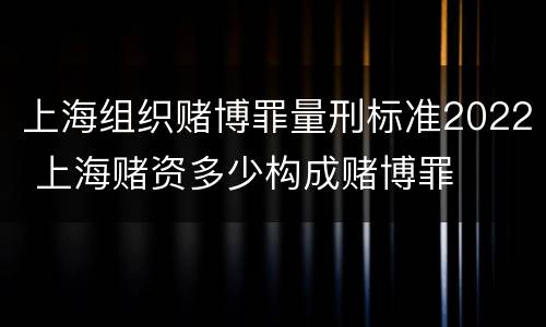 上海组织赌博罪量刑标准2022 上海赌资多少构成赌博罪