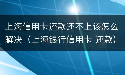 上海信用卡还款还不上该怎么解决（上海银行信用卡 还款）