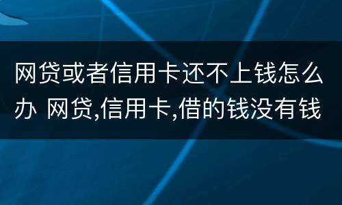 网贷或者信用卡还不上钱怎么办 网贷,信用卡,借的钱没有钱还怎么办