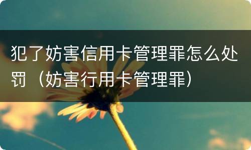 犯了妨害信用卡管理罪怎么处罚（妨害行用卡管理罪）
