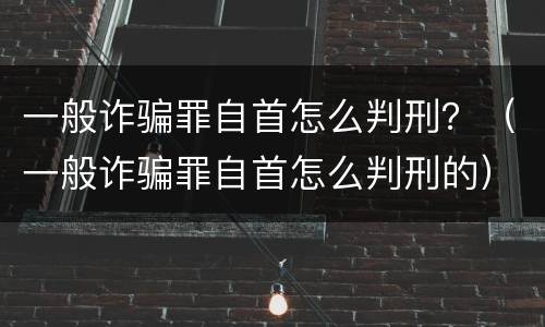 一般诈骗罪自首怎么判刑？（一般诈骗罪自首怎么判刑的）