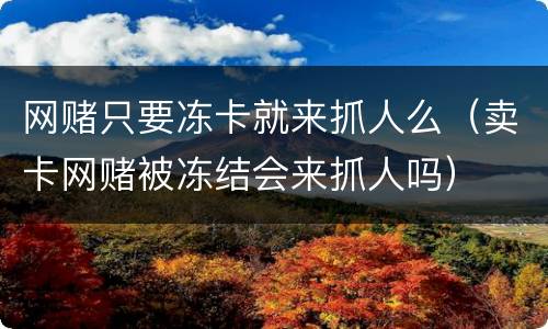 网赌只要冻卡就来抓人么（卖卡网赌被冻结会来抓人吗）