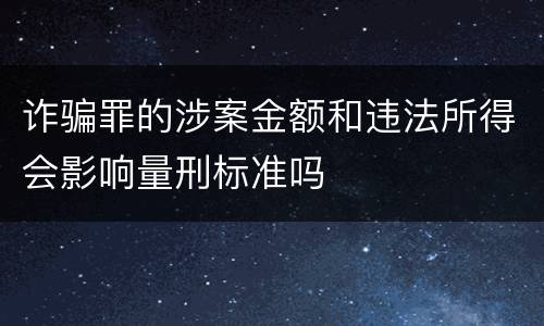 诈骗罪的涉案金额和违法所得会影响量刑标准吗