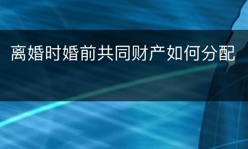 离婚时婚前共同财产如何分配