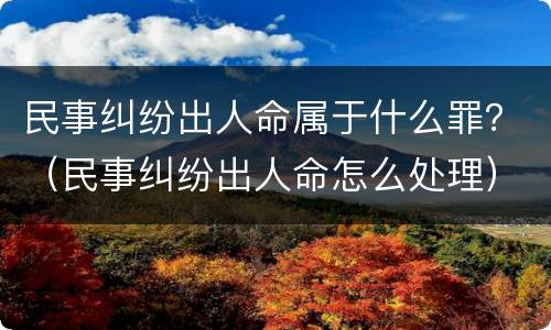 民事纠纷出人命属于什么罪？（民事纠纷出人命怎么处理）