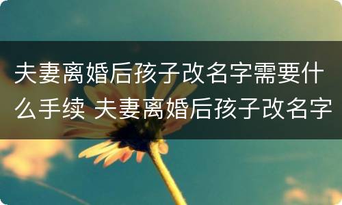 夫妻离婚后孩子改名字需要什么手续 夫妻离婚后孩子改名字需要什么手续和证件
