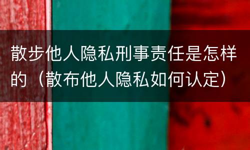 散步他人隐私刑事责任是怎样的（散布他人隐私如何认定）