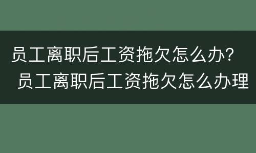 员工离职后工资拖欠怎么办？ 员工离职后工资拖欠怎么办理