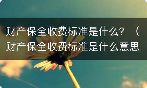 财产保全收费标准是什么？（财产保全收费标准是什么意思）