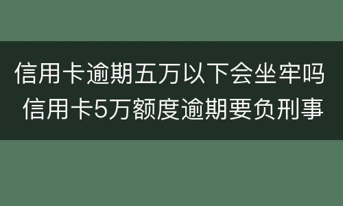 信用卡逾期五万以下会坐牢吗 信用卡5万额度逾期要负刑事责任吗