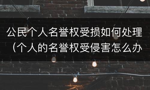 公民个人名誉权受损如何处理（个人的名誉权受侵害怎么办）
