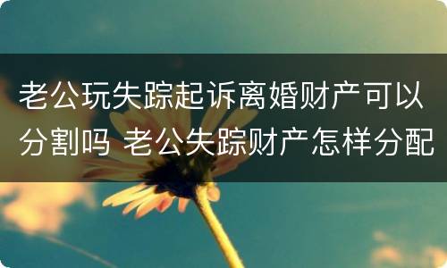 老公玩失踪起诉离婚财产可以分割吗 老公失踪财产怎样分配