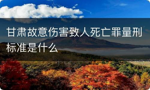 甘肃故意伤害致人死亡罪量刑标准是什么