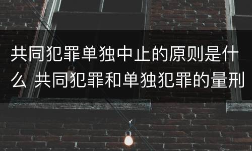 共同犯罪单独中止的原则是什么 共同犯罪和单独犯罪的量刑标准一样吗?