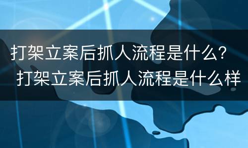 打架立案后抓人流程是什么？ 打架立案后抓人流程是什么样的