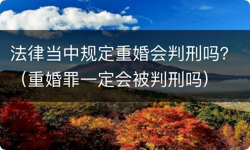 法律当中规定重婚会判刑吗？（重婚罪一定会被判刑吗）