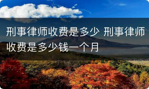 刑事律师收费是多少 刑事律师收费是多少钱一个月