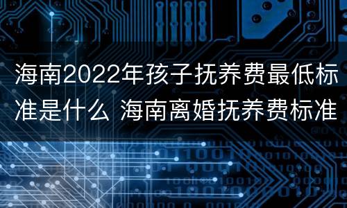 海南2022年孩子抚养费最低标准是什么 海南离婚抚养费标准