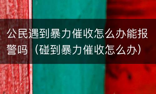 公民遇到暴力催收怎么办能报警吗（碰到暴力催收怎么办）