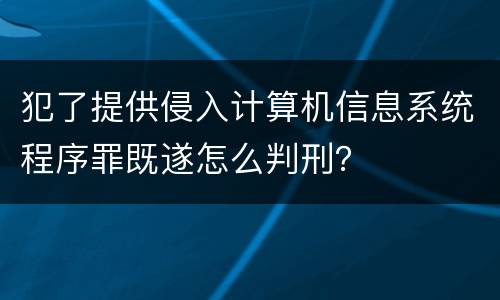 犯了提供侵入计算机信息系统程序罪既遂怎么判刑？
