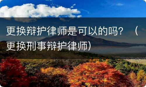 更换辩护律师是可以的吗？（更换刑事辩护律师）