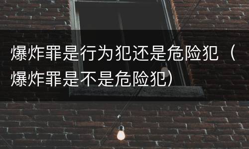 爆炸罪是行为犯还是危险犯（爆炸罪是不是危险犯）