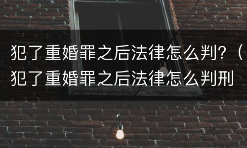 犯了重婚罪之后法律怎么判?（犯了重婚罪之后法律怎么判刑）