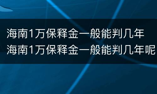 海南1万保释金一般能判几年 海南1万保释金一般能判几年呢