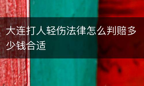 大连打人轻伤法律怎么判赔多少钱合适