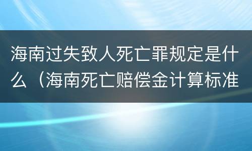 海南过失致人死亡罪规定是什么（海南死亡赔偿金计算标准）