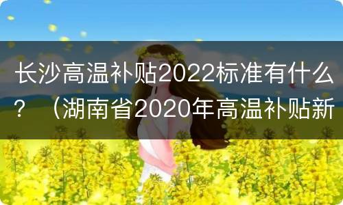 长沙高温补贴2022标准有什么？（湖南省2020年高温补贴新政策）