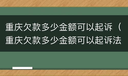 重庆欠款多少金额可以起诉（重庆欠款多少金额可以起诉法院）
