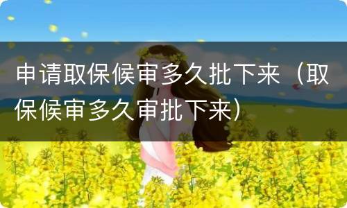 申请取保候审多久批下来（取保候审多久审批下来）