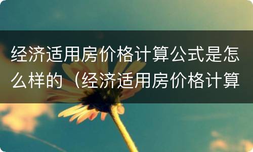 经济适用房价格计算公式是怎么样的（经济适用房价格计算公式是怎么样的啊）