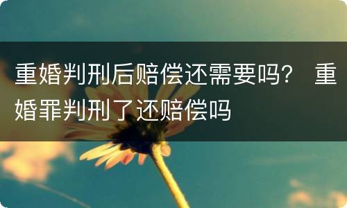 重婚判刑后赔偿还需要吗？ 重婚罪判刑了还赔偿吗