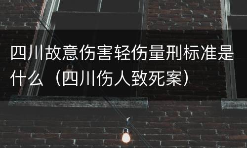 四川故意伤害轻伤量刑标准是什么（四川伤人致死案）