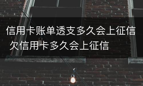 信用卡账单透支多久会上征信 欠信用卡多久会上征信